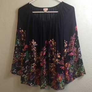 Merona Blouse Size XS Navy Blue HOBO ROMANTIC CHIC